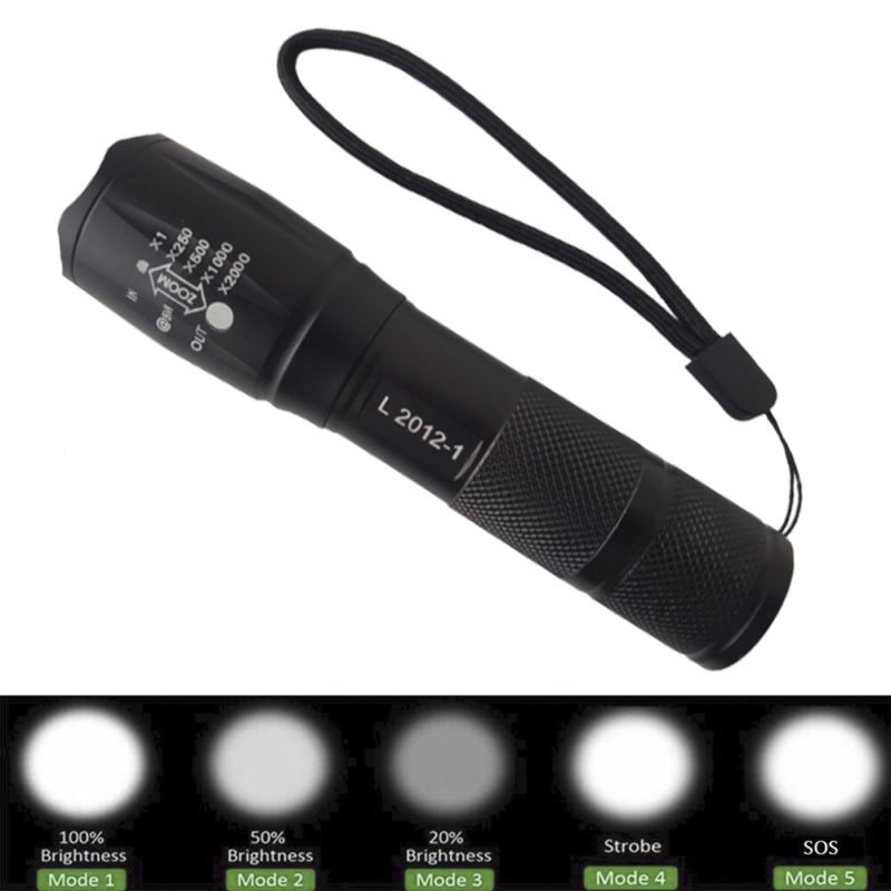 Lanterna LED SZJIEIFR 18650 - 5 Modos, Zoom Ajustável E Impermeável